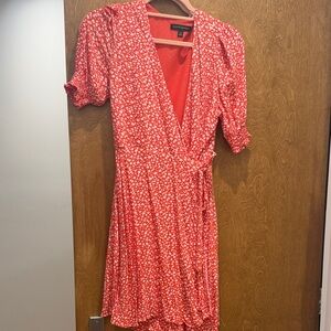 Banana Republic Red Floral Wrap Mini Dress